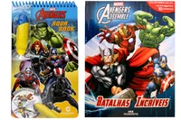 Kit de livros infantis - Miniaturas: Avengers Assemble - Batalhas Incríveis + Aqua Book Vingadores - Crianças 3+ anos.