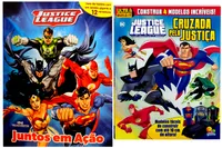 Kit  de livros in fantis Liga da Justiça - Miniatura: Juntos e Ação + Ultra Build It: Justice League - Crianças 3+ anos