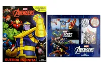 Kit de livros infantis Marvel - Miniaturas: Avengers - Guerra Infinita + THE AVENGERS: LIVRO + CAMISETA- Crianças 3+anos