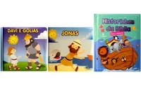 Kit de livros infantil Historias da bíblia para crianças + Bíblicos de banho - Davi e Golias + Jonas -bebês 0+ Anos