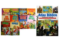 Kit de livros Atlas Bíblico Ilustrado + Coleção Bíblia em Quadrinhos literatura cristã – Crianças 6+ Anos
