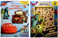 Kit de livros infantis Disney - Miniatura Amigos Fantásticos + Universidade Monstros - Imãs Fofinhos – crianças 3+ anos
