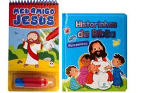 Kit de livros infantis Historinhas da bíblia para meninos + Aqua book - Meu amigo Jesus - Crianças 3+ anos