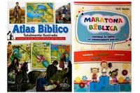 Kit de livros Atlas Bíblico Ilustrado + Maratona Bíblica - Literatura cristã – Crianças 6+ Anos