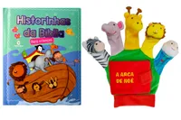 Kit de livros infantis: Historinhas da bíblia para crianças + Luvinha - Arca de Noé- Crianças/bebês 0+ Anos