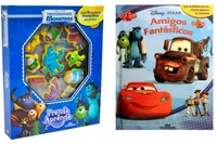 Kit de livros infantis Disney - Miniatura Amigos Fantásticos + Universidade Monstros Prenda e Aprenda – Crianças 3+ anos