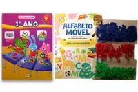 Kit de livros: alfabeto movél letras e números + Criança escolar 1 ano -  5+ anos