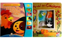 Kit ade livros infantis: miguinhos sonoros : o galo + carinhas de feltro -au au - crianças/bebês 0+ Anos
