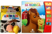 Kit de livros: conhecendo os sons da fazenda ; cavalo + e bom tomar banho animais da fazenda- Crianças 3+ Anos