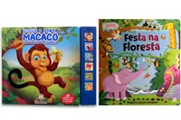 Kit de livros: festa na floresta empurre, puxe e levante + toque e sinta sonoro - macaco e os amigos da floresta