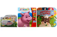 Kit de livros Infantis: aventuras na fazenda + conhecendo os sons + Hora do banho - Crianças/bebês 0+ Anos