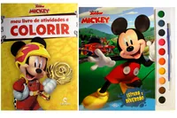 Kit de livros infantis:  coleção disney aquarela mickey + meu livro de atividades e colorir mickey- Crianças 4+ Anos