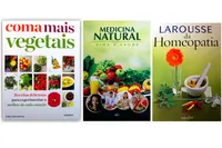 Kit de livros saúde e bem estar: larousse homeopatia + Coma mais vegetais + Medicina natural via saúde