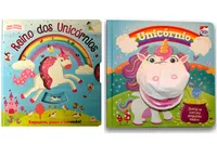 Kit de livros: diversão com fantoches : unicórnio + reino dos unicórnios - empurre, puxe e levante ! -  Crianças 3+ Anos