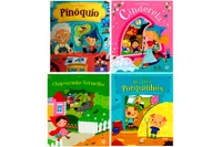 Kit de livros infantis: Contos rimados: Chapeuzinho vermelho + cinderela + três porquinhos + Pinóquio- Crianças 3+ Anos