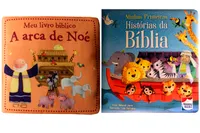 Kit de livros Infantis: Livro de pano a Arca de Noé + Minhas Primeiras Historias da bíblia – Crianças/bebês 0+ Anos