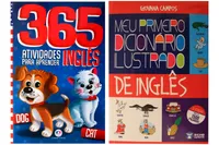 Kit de livros: dicionario ilustrado de inglês + 365 atividades para aprender inglês