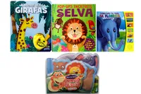 Kit de livros: conhecendo os sons da floresta + menor das girafas + animais da selva + selva- Crianças 3+ Anos