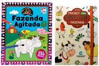 Kit de livros: Pocket para colorir fazenda + meu mundo de cores- Crianças 3+ Anos