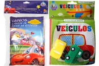 Kit  de livros infantis: é bom tomar banho veiculos + meu livro travesseiro carros - crianças 3+ Anos