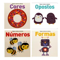 Coleção de livros Toque e Sinta os Relevos - 4 Vol: Cores, Formas, Números, Opostos.