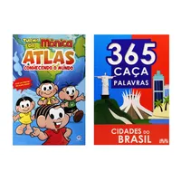 Kit: Turma Da Mônica - Atlas - Conhecendo O Mundo e 365 Caça-palavras - Cidades do Brasil