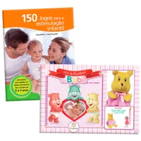 Kit de livros Infantis: 150 jogos para a estimulação infantil + Box livro de recordações menina - Crianças/bebês 0+ anos