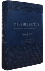 BÍBLIA NVI, COURO SOFT, AZUL, LETRA GRANDE, COM ESPAÇO PARA ANOTAÇÕES, LEITURA PERFEITA