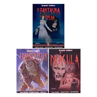 Coleção Graphic Chillers - 3 clássicos adaptados para graphic novels: Drácula, O Fantasma da Ópera e Frankenstein